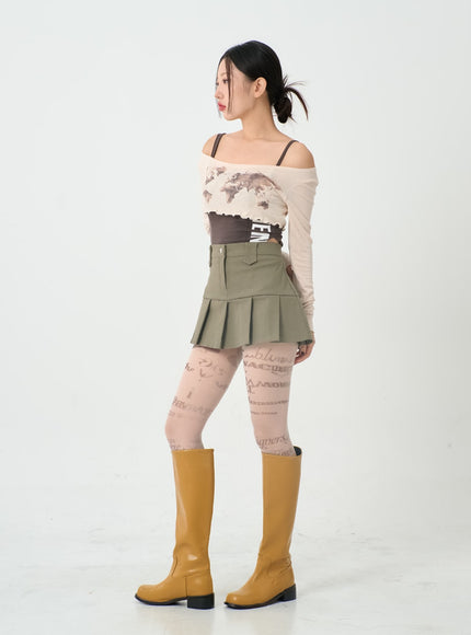 Semi Pleated Mini Skirt IO12