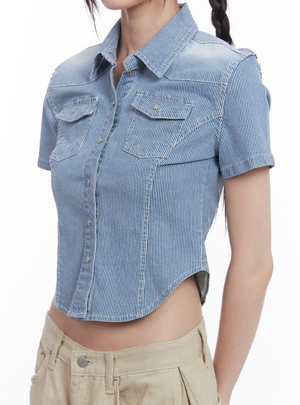 striped-half-sleeve-denim-shirt-cu506
