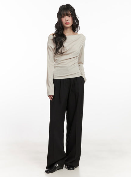 Pintuck Relaxed-Fit Slacks CJ528