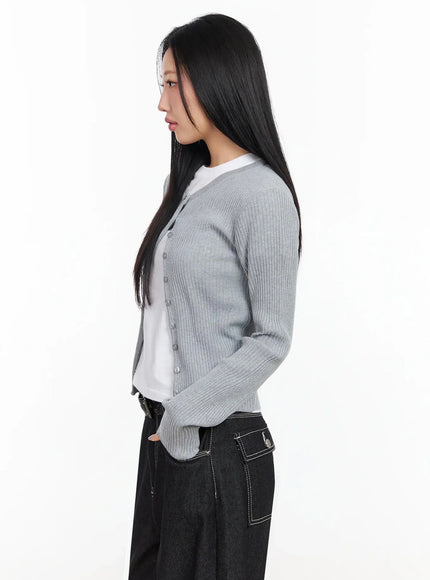 Ribbed Round Neck Cardigan CA513