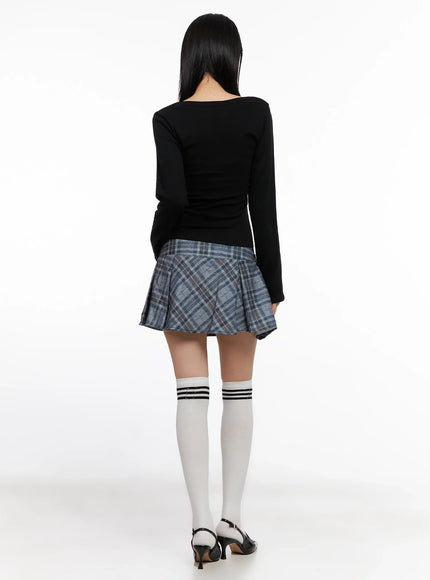 checkered-pleated-mini-skirt-is508