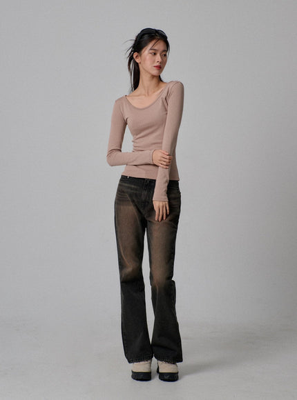 Vintage Wash Bootcut Jeans IJ310