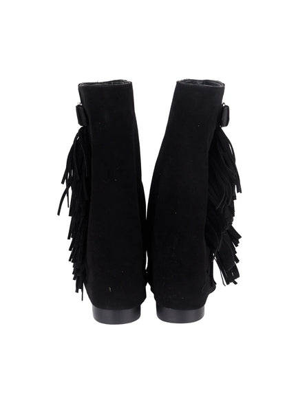 Brown Suede Fringe Boots CF503