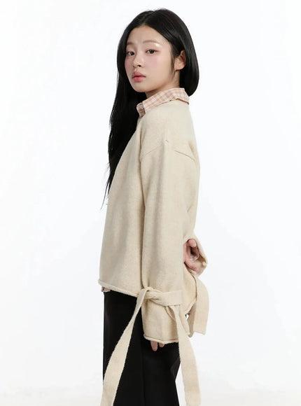 Ribbon Sleeve Knit Sweater IM513