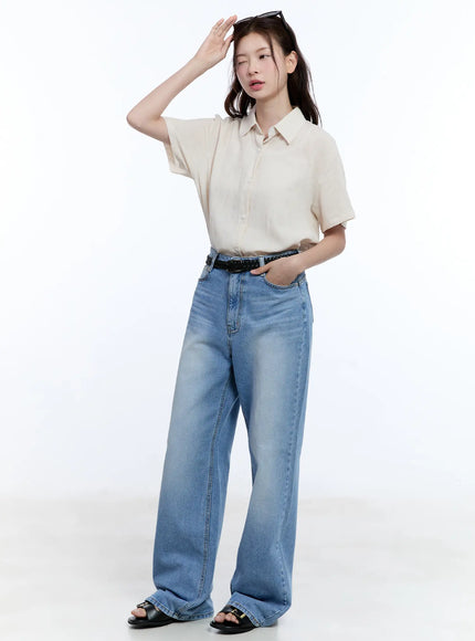 Linen Short-Sleeve Collared CU513