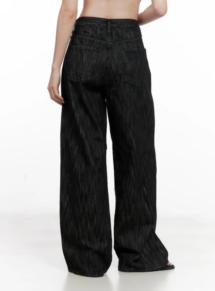 Yuha Wide-Leg Pintuck Denim Jeans CL523