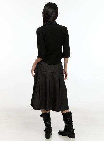 chic-black-buttoned-half-sleeve-top-cl531