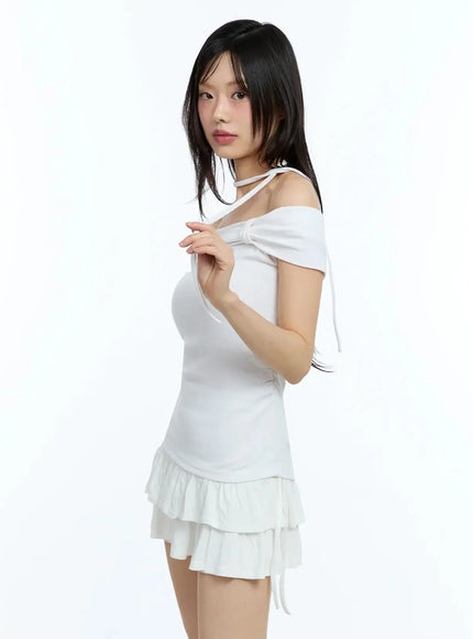 ribbon-off-shoulder-tee-with-scarf-set-iu524
