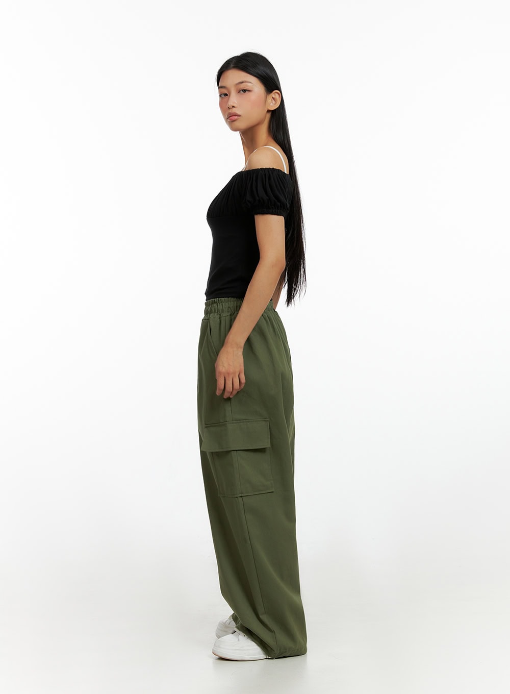 banded-string-baggy-cargo-pants-il419