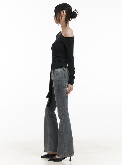 Rachel Washed Bootcut Jeans with Hip Pads CF518