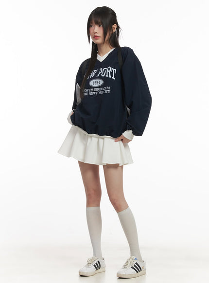 Graphic V-Neck Track Sweatshirt CF519