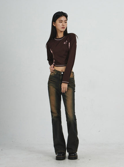 Vintage Washing Bootcut Jeans CD02