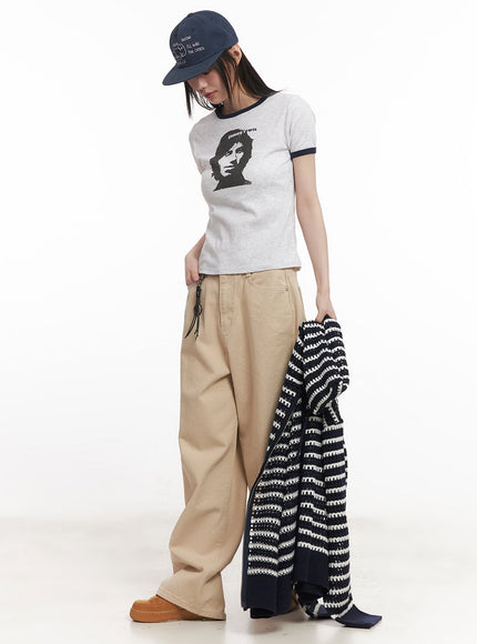 Wide-Fit Solid Cotton Trousers CM520