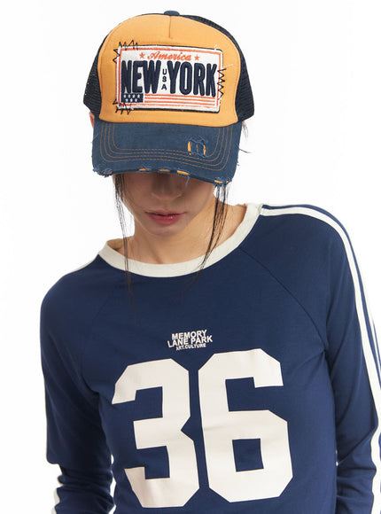 Patched Destroyed Denim Cap CM503