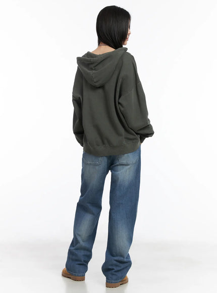 Oversized Pigment Print Zip-Up Hoodie CD505