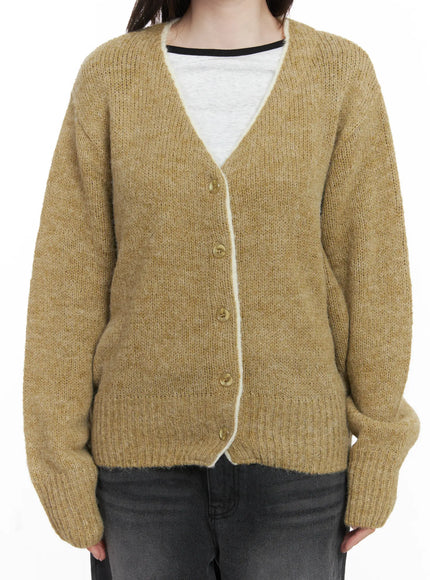 Two-Tone Wool Knit Cardigan CJ506