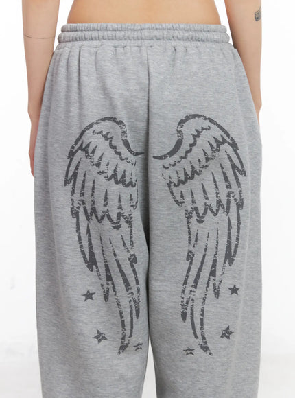 Graphic Print Fleece Sweatpants CD505