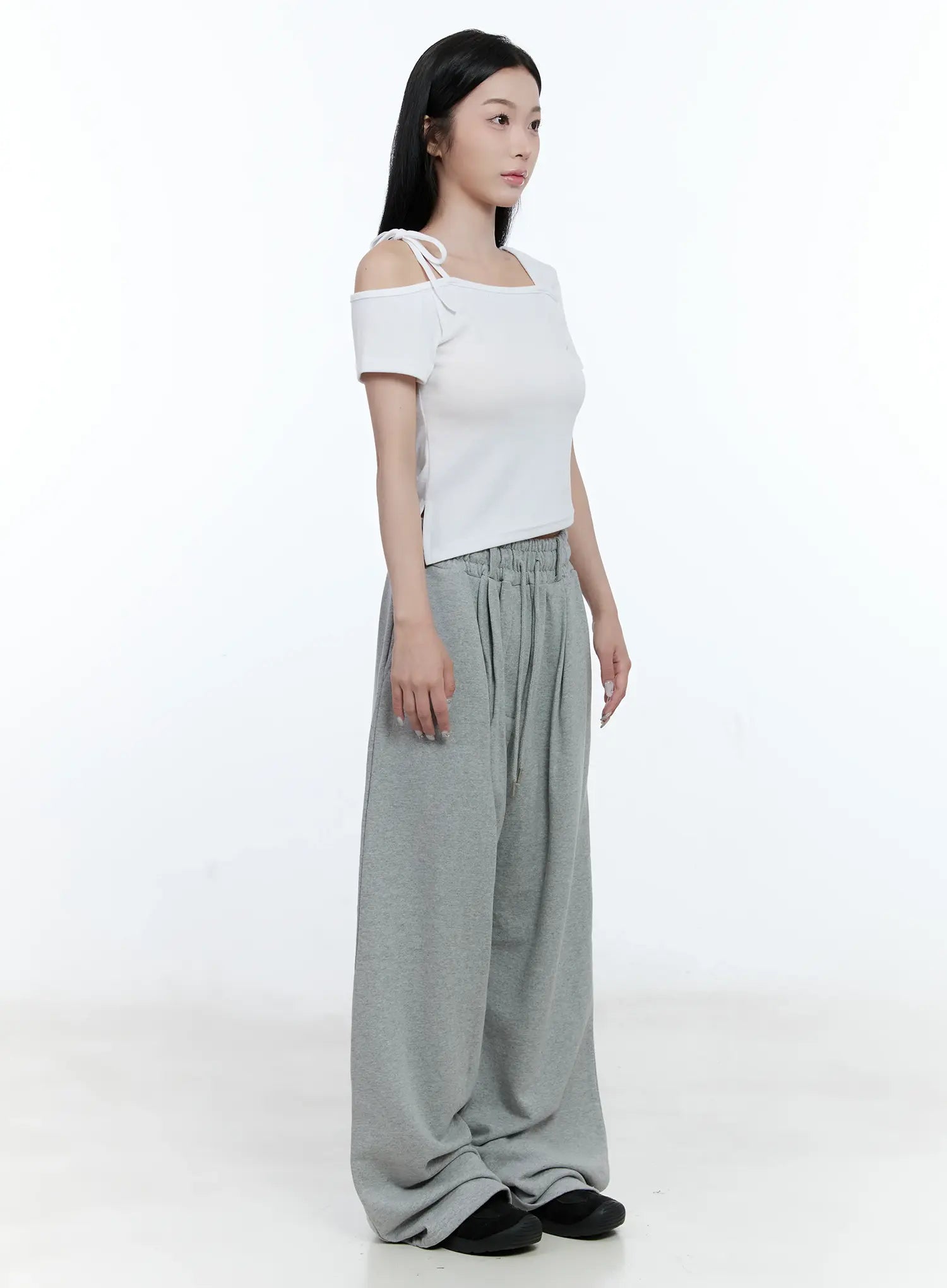 Cozy Pintuck Wide-Leg Sweatpants CG501