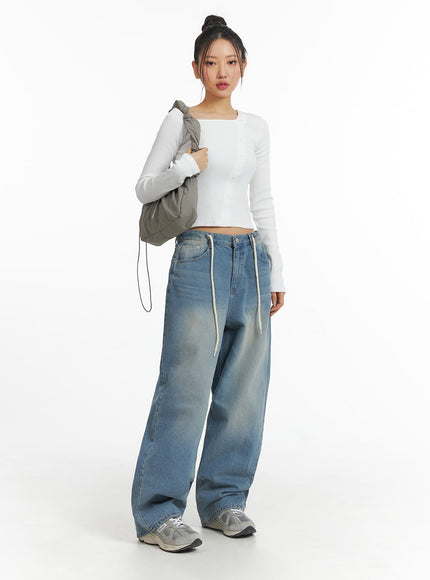 mid-waist-wide-leg-drawstring-jeans-cj429