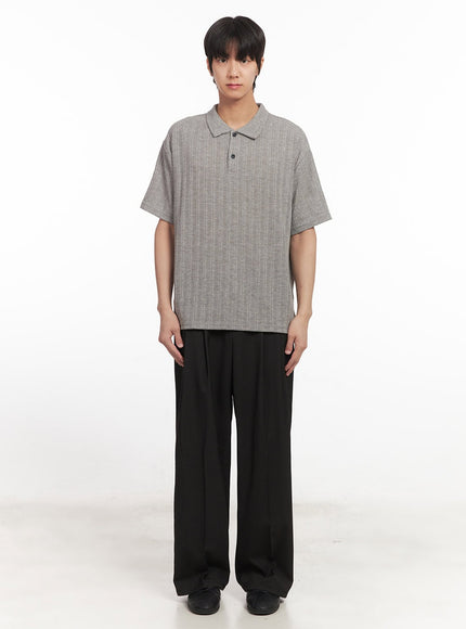 Men's Loose-Fit Collared Ribbed T-Shirt IA510