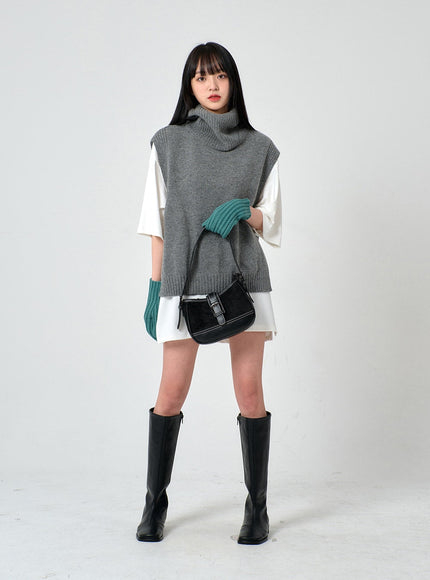Turtleneck Cashmere Wool Vest OD01