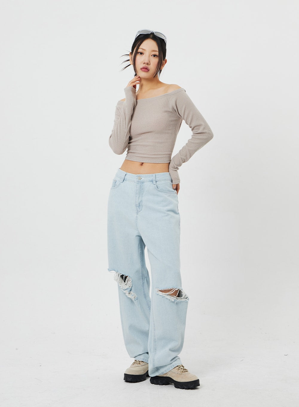 Back Tie Ribbed Knit Top CF316