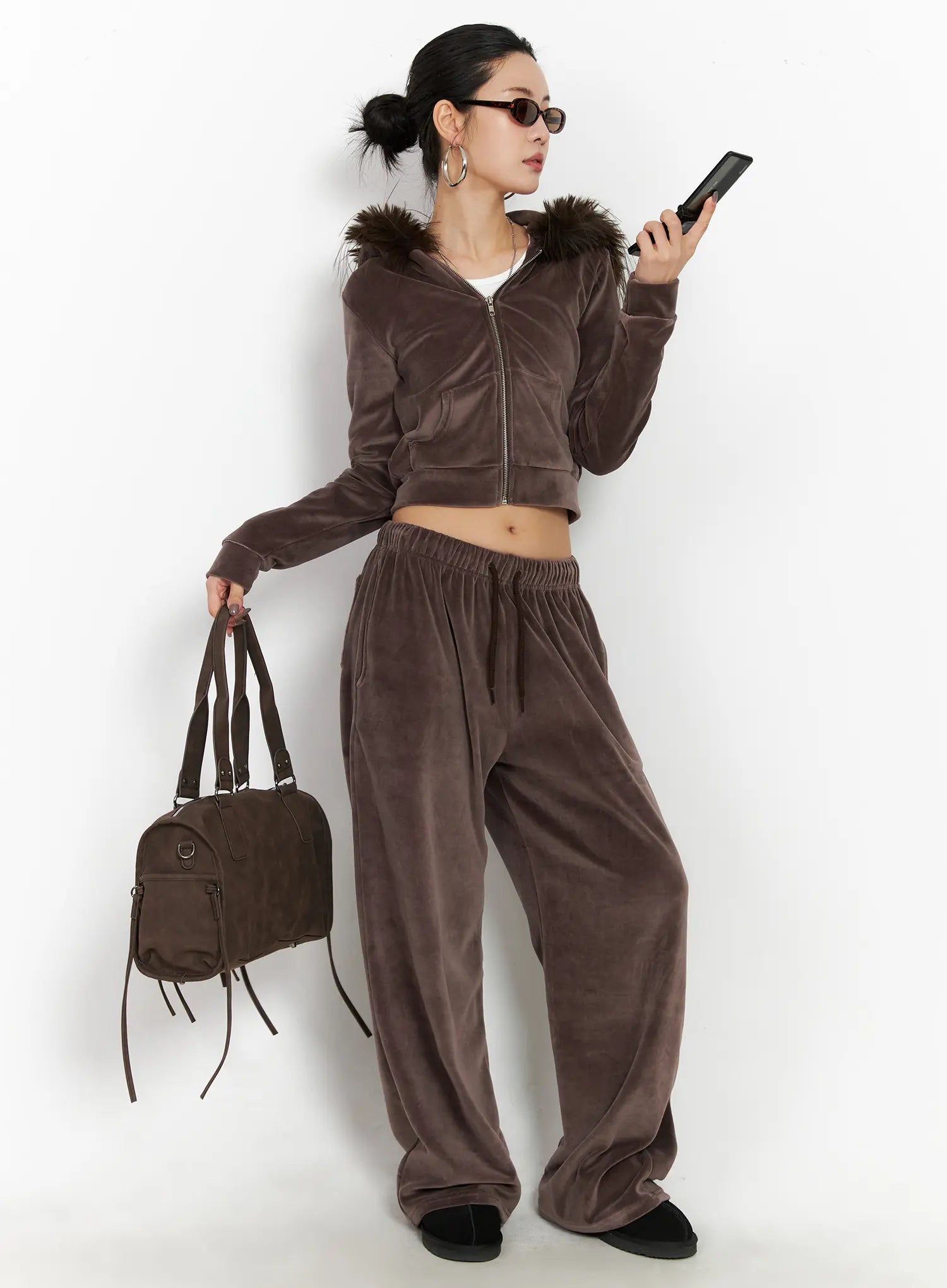 Wide Leg Velvet Track Pants CD508