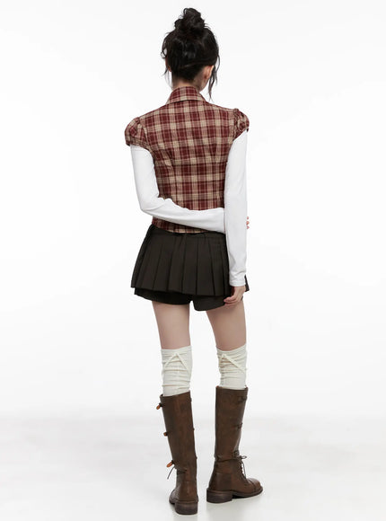 plaid-puff-sleeve-top-cg519