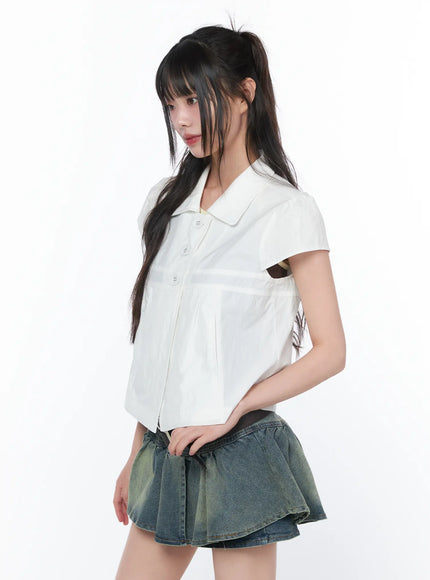 Tailored Button-Up Short Sleeve Shirt CA528