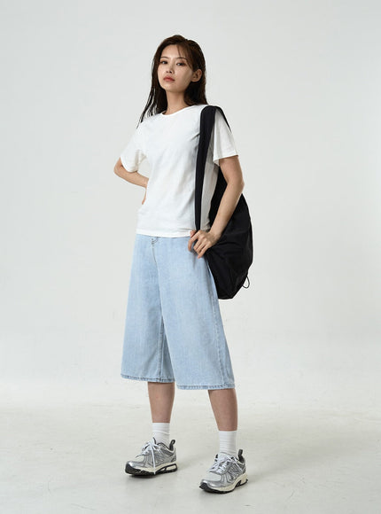 Basic Long Denim Shorts CU7