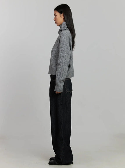 Malia Fleece-Lined Dark Wash Wide Jeans IJ502