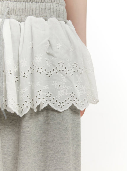 Lace-Trim Skirt with Sweatpants CM514