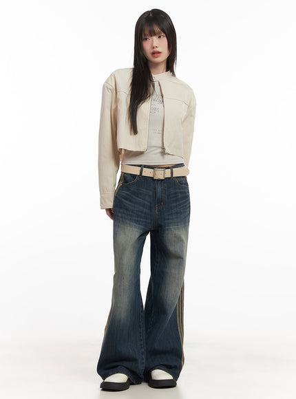 Daisee Striped Wide-Leg Jeans CF518