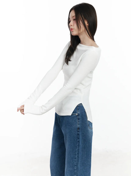 boat-neck-slit-side-long-sleeve-top-if524