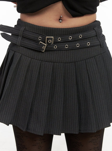 double-belted-pleated-mini-skirt-cj508