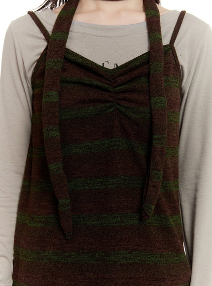 Shirred Mini Dress with Scarf CM513