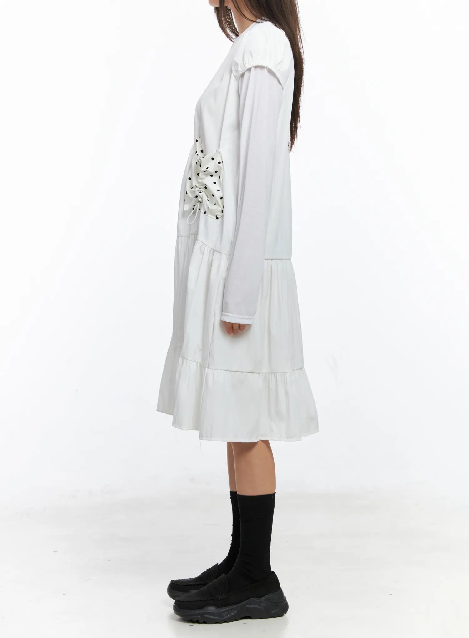 layered-polka-dot-long-sleeve-dress-cs524