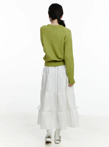 Elegant Ribbon Maxi Skirt F502