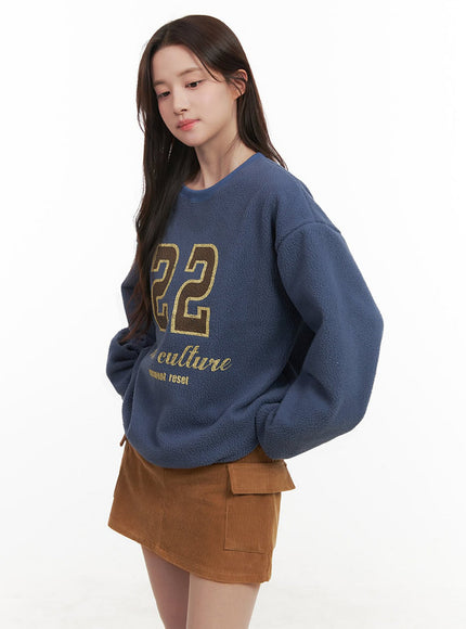 Fuzzy Oversized Crew-Neck Sweatshirt IJ510