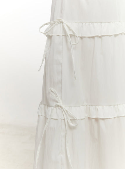 Ribbon Detail Tiered Maxi Skirt CM514