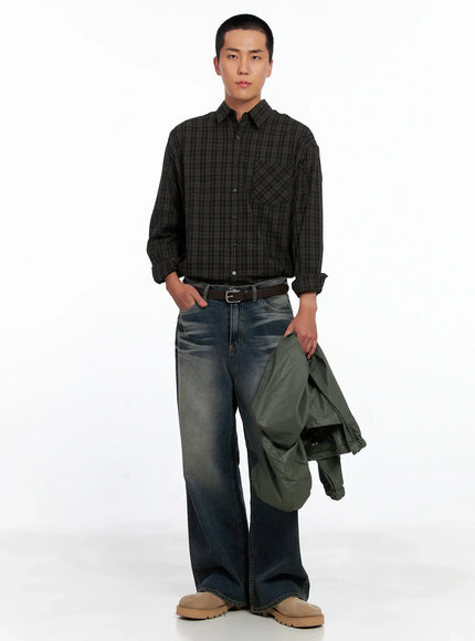 Men's Checkered Button Up Shirt IS510