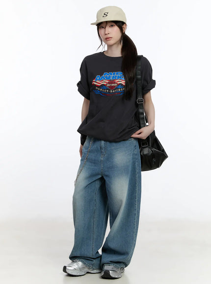Clar Washed Wide Leg Jeans CA503