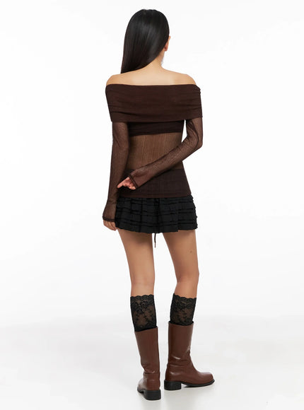Chich Sheer Off-Shoulder Top IG528