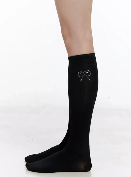 Rhinestone Heart Knee-High Socks IL531