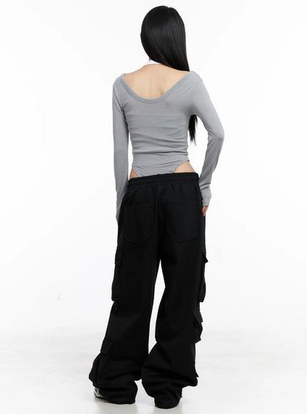 Grey Long Sleeve Bodysuit CC1109