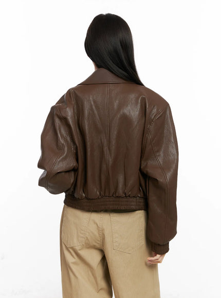 Crop Faux Leather Jacket CO531