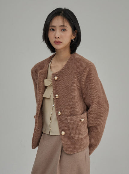 Ribbon Detail Button Cropped Blouse OJ304