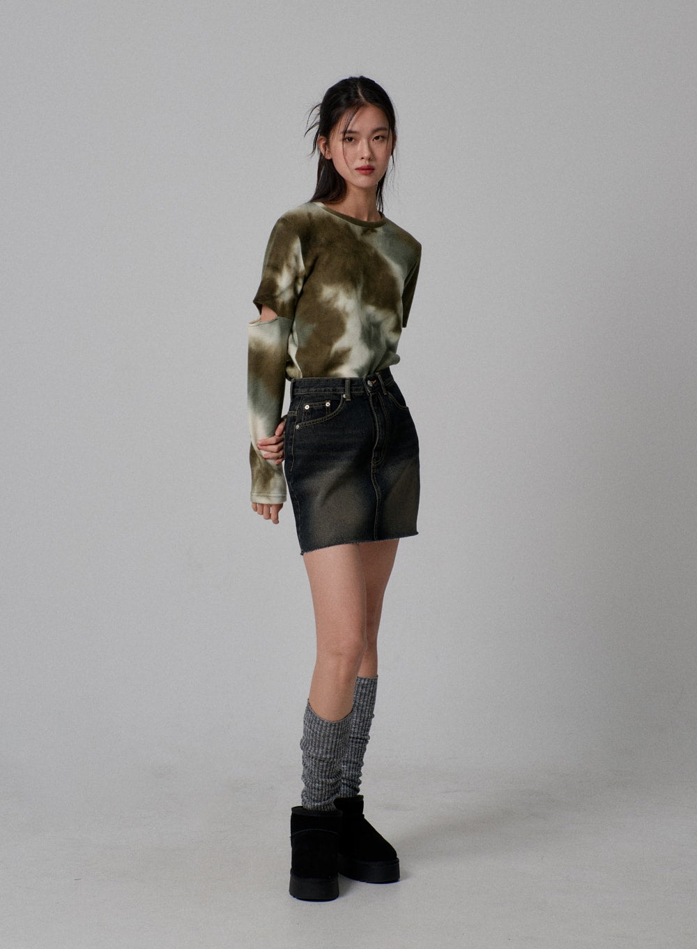 High Waist Denim Mini Skirt IJ310