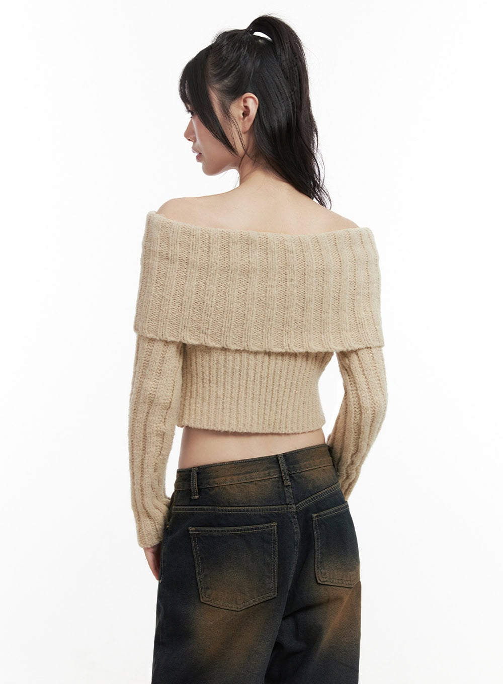 slim-fit-off-shoulder-sweater-id402