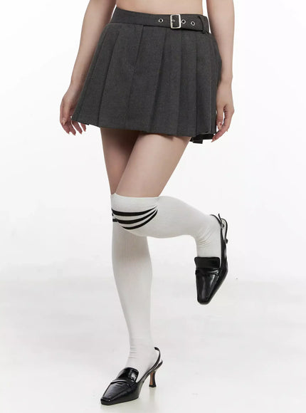 Chic Gray Pleated Mini Skirt IN514